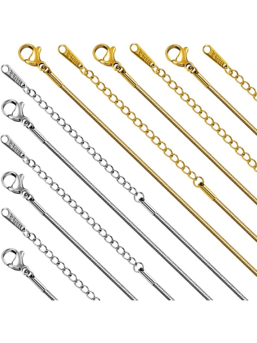 20 Pcs 18" Gold & Silver Necklace Chains for DIY Jewelry Making Supplies